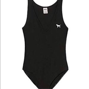 Y2K Victorias Secret PINK Black V Neck Bodysuit